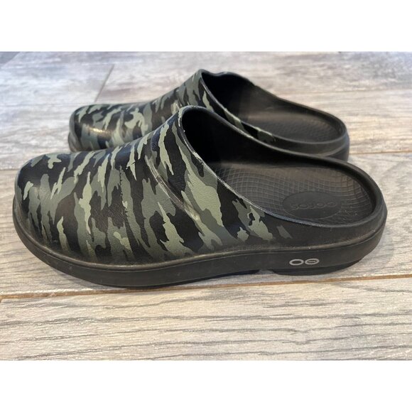 OOFOS Ooclog Shoes Clogs Slip On Recovery Green Camo Mens 8 Mules Womens 10 - Picture 1 of 12